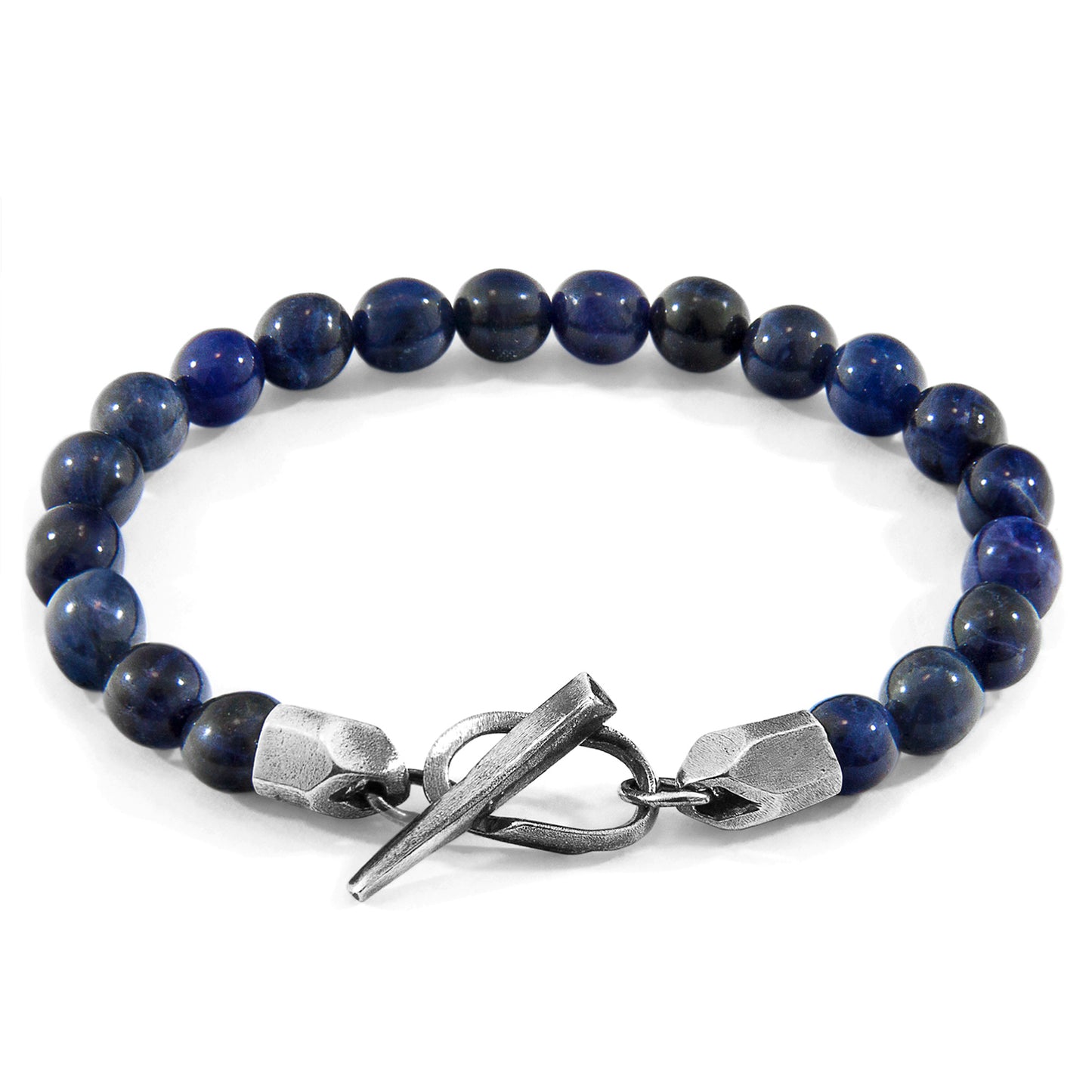 Blue Sodalite .925 Sterling Silver and Stone Beaded Bracelet