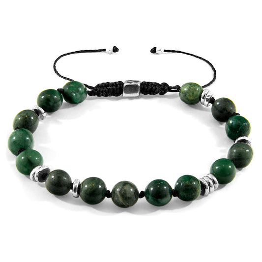 Green Jade .925 Sterling Silver and Stone Beaded Macramé Unisex Bracelet